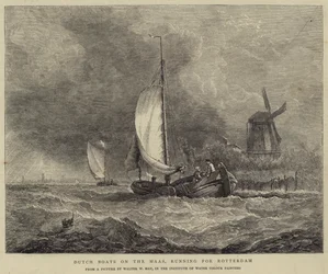 Holenderskie łodzie na Maas, płynące do Rotterdamu